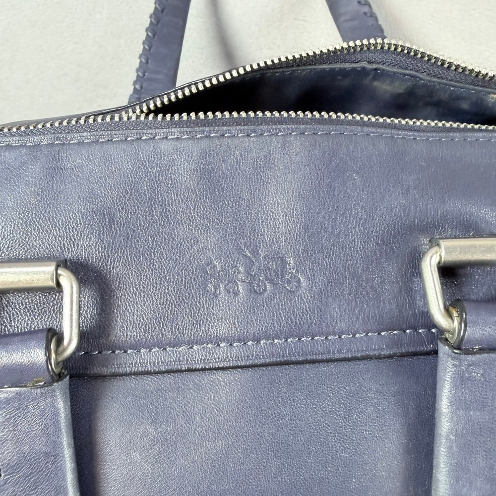 Coach Ace Satchel Glovetanned Leather Navy Blue 12x8x6.5 Braided Handles 37017 - Picture 4 of 16